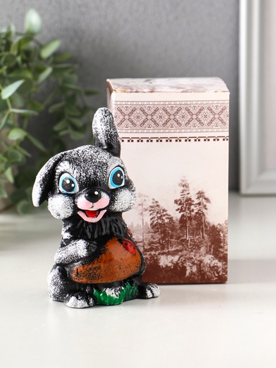 Фигурка гипс «Зайчонок с грибком», 12×8×7 см