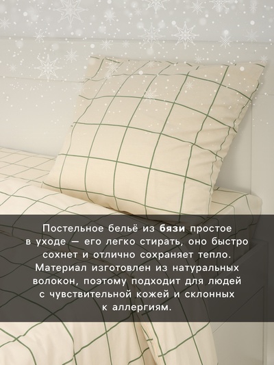 Постельное бельё евро «Этель. Новогодняя клетка», бязь