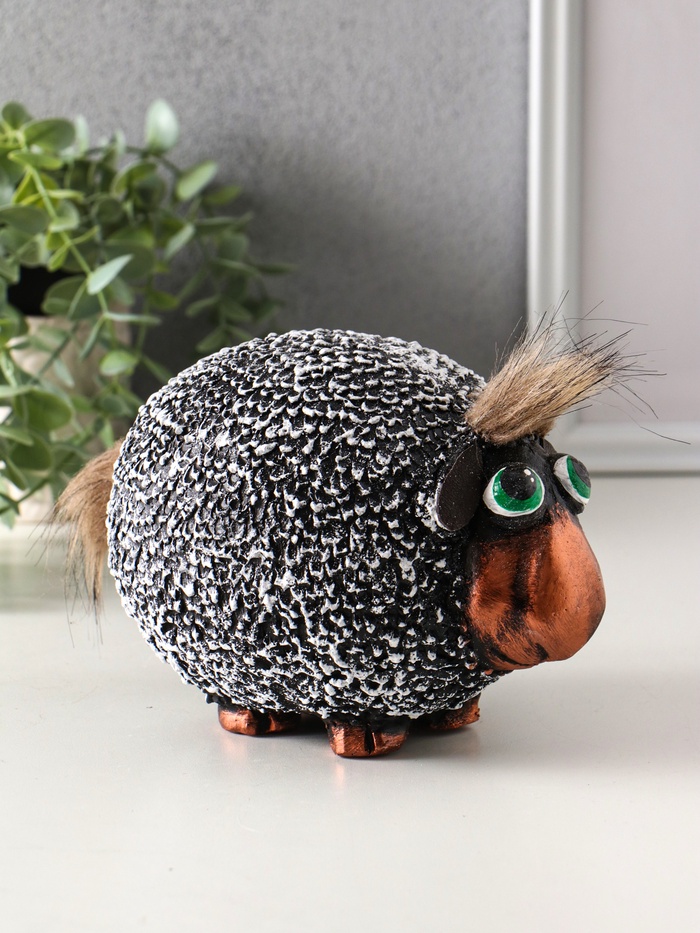 Копилка для денег «Овечка», гипс, 12.5×17.5×12.5 см, серый