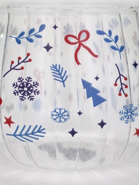 Кружка новогодняя стеклянная «Новогодний паттерн», 350 мл