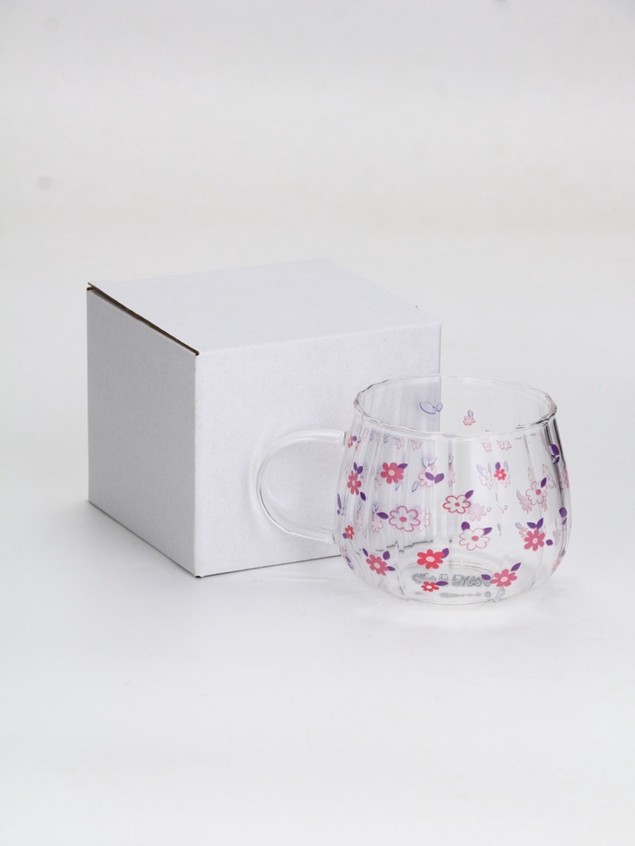 Кружка стеклянная «Цветы», 350 мл