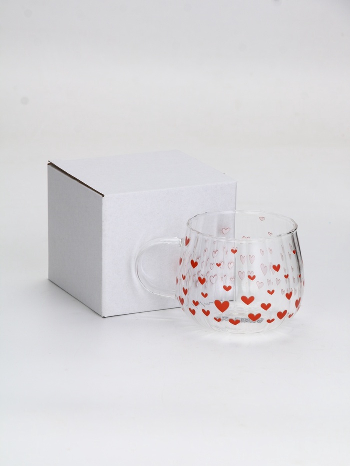 Кружка стеклянная «Сердечки», 350 мл