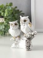 Фигурка полистоун «Белые филины на коряге», 5×9×8.5 см 10902698