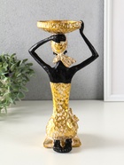 Фигура - подсвечник на 1 свечу «Африканка в косынке с цветами», полистоун под золото, d=8 см, 14×15×27.5 см - Фото 3