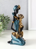 Фигура полистоун «Африканка в платье с леопардом», бензиновый синий, 13×13×25.5 см 10902732