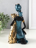 Фигура полистоун «Африканка в платье с леопардом», бензиновый синий, 13×13×25.5 см 10902732