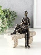 Фигура полистоун «Абстракция. Мама и ребенок на скамейке», бронза с бежевым, 17.5×10.5×19 см - фото 59413076