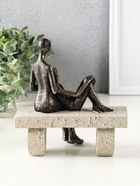 Фигура полистоун «Абстракция. Мама и ребенок на скамейке», бронза с бежевым, 17.5×10.5×19 см - фото 59413077