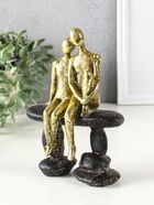 Фигура полистоун «Абстракция. Парочка на скамейке», золото с серым, 15.5×7.5×20.5 см - фото 59413083