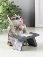 Фигурка полистоун «Котик с книгой за партой», серый, 9×8.5×9.5 см - Фото 2