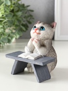 Фигурка полистоун «Котик с книгой за партой», серый, 9×8.5×9.5 см - Фото 4