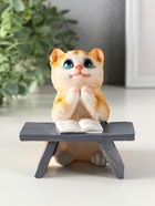 Фигурка полистоун «Котик с книгой за партой», рыжий, 9×8.5×9.5 см - Фото 1