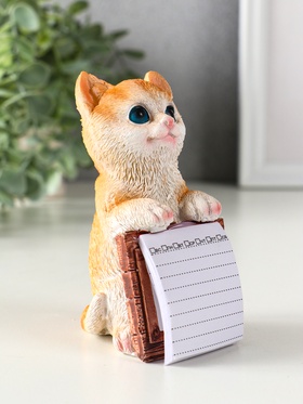 Фигурка с блокнотом 20 листов «Рыжий котик», полистоун, 6.5×5×11 см