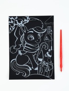 Гравюра «Лошадка и снегирь» с цветным основанием, А5 - Фото 2