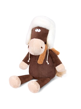 Мягкая игрушка «Конь Василий в ушанке и шарфе», 27 см