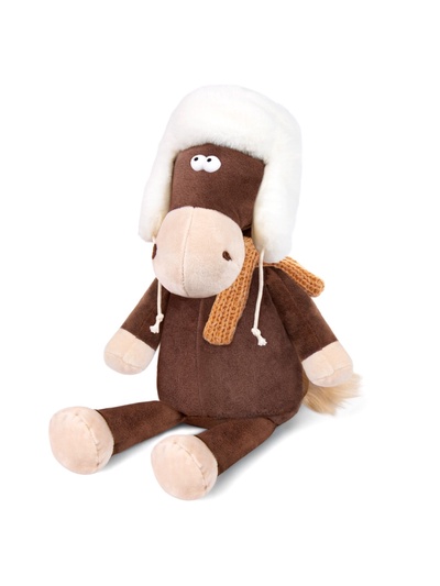 Мягкая игрушка «Конь Василий в ушанке и шарфе», 27 см