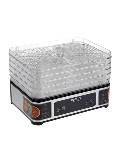 Сушилка для овощей и фруктов RED SOLUTION DD011V, 400 Вт, 35–70°C, 0.5–48 ч, 7 поддонов, серая