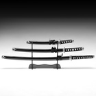 УЦЕНКА Сув. изделие катаны 3в1 на подставке, ножны дерево, черные глянец 53/76/101 см - Фото 2