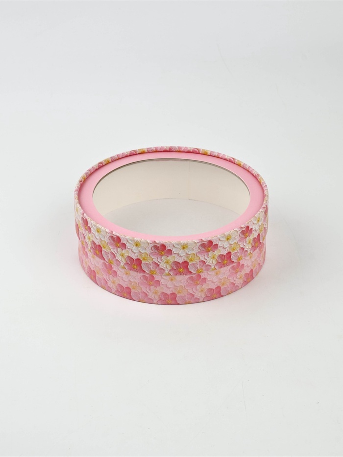 Коробка подарочная тубус с окном «Розовые цветы», 16×16×5 см - Фото 1