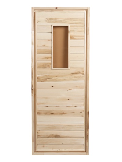 УЦЕНКА Дверь для бани и сауны деревянная со стеклом «Прямое стекло», ЛИПА 180×70 см