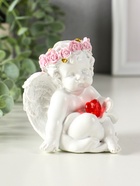 Фигурка светящаяся полистоун «Ангел - воздушный поцелуй в форме сердца», белый, 6.8×6×7.3 см - фото 59413435