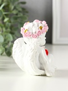 Фигурка светящаяся полистоун «Ангел - воздушный поцелуй в форме сердца», белый, 6.8×6×7.3 см - фото 59413437