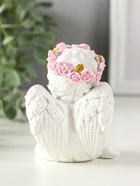 Фигурка светящаяся полистоун «Ангел - воздушный поцелуй в форме сердца», белый, 6.8×6×7.3 см - фото 59413438