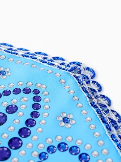 Кокошник карнавальный голубой с бусинами