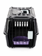 Переноска для животных с сеткой и миской пластиковая 44×31×27 см, чёрная - фото 59413456