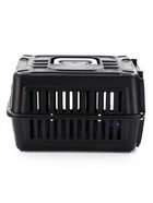 Переноска для животных с сеткой и миской пластиковая 44×31×27 см, чёрная - фото 59413457