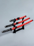 УЦЕНКА Сув. изделие катаны 3в1 на подставке, ножны дерево, дракон красные 54/81/100 см - Фото 6