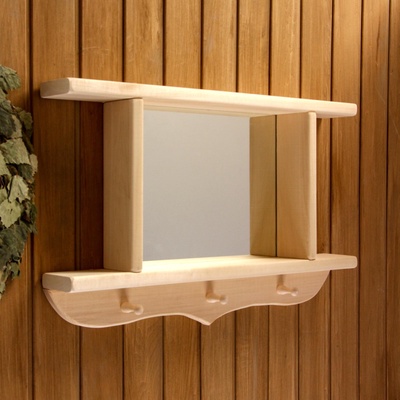 УЦЕНКА Зеркало резное с 2 полками и 3 крючками, 70×45×10 см