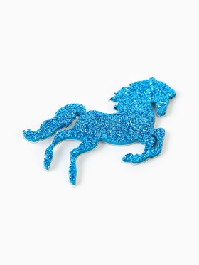 Декор новогодний «Лошадки» на клеевой основе, синий, набор 6 шт.