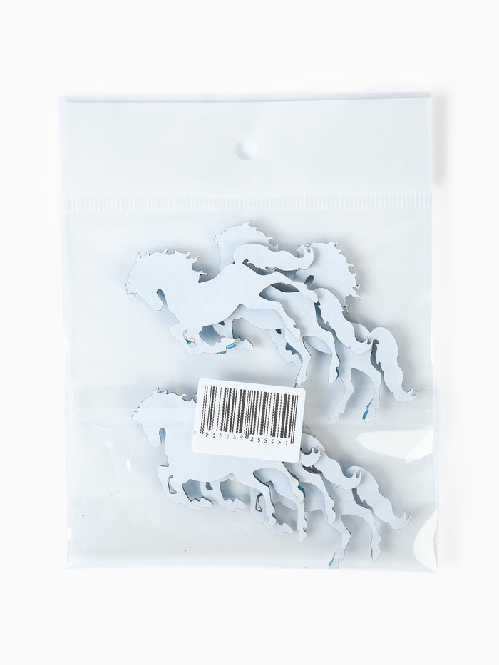 Декор новогодний «Лошадки» на клеевой основе, синий, набор 6 шт.