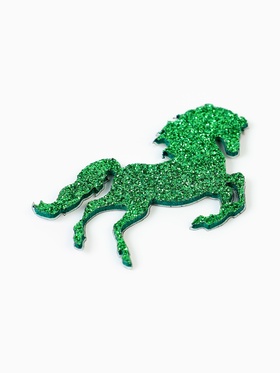 Декор новогодний «Лошадки» на клеевой основе, зеленый, набор 6 шт.