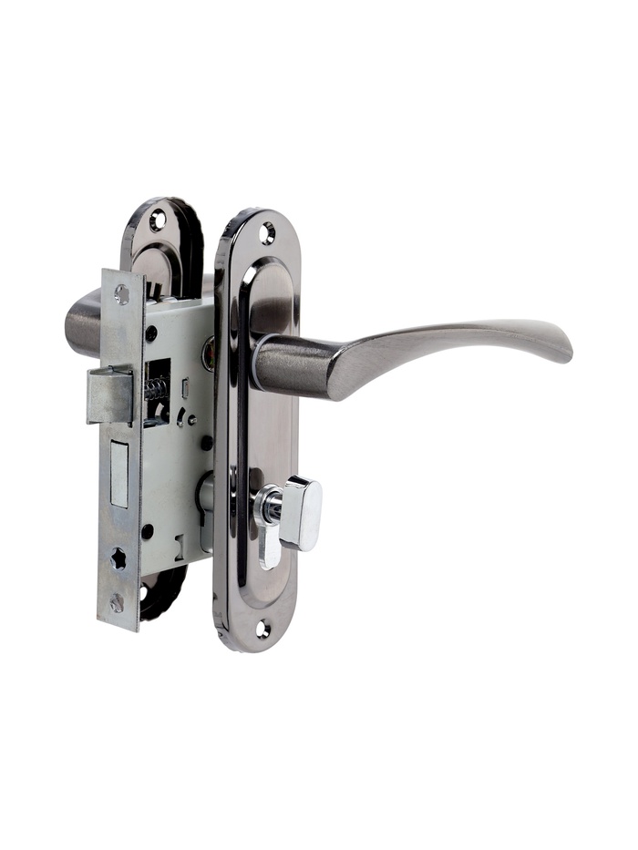 УЦЕНКА Замок врезной LOCKLAND RD004, с ручкой, 3 ключа, цвет черный никель - Фото 1