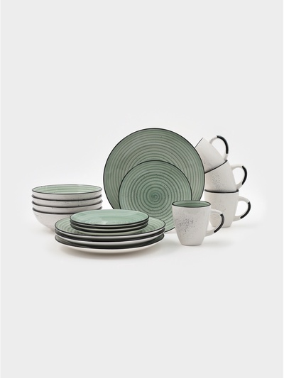 Набор тарелок Доляна Nature, 4 шт., d=27 см, керамика, зелёные