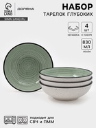 Набор тарелок глубоких Доляна Nature, 4 шт., d=19 см, керамика, зелёные - Фото 1