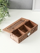 Шкатулка для украшений « Сердце там где ты», для чая, 3 деления, дерево, 9.7×24×7 см - Фото 3