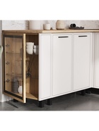 Кухонный гарнитур угловой в потолок «Бьянка», 1600×2600 мм, цвет кашемир МДФ/дуб крафт - Фото 4