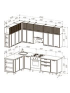 Кухонный гарнитур угловой в потолок «Бьянка», 1600×2600 мм, цвет кашемир МДФ/дуб крафт - Фото 3