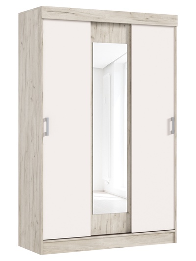 Шкаф – купе «Бася», с зеркалом, 1300×520×2016 мм, цвет кашемир/крафт серый