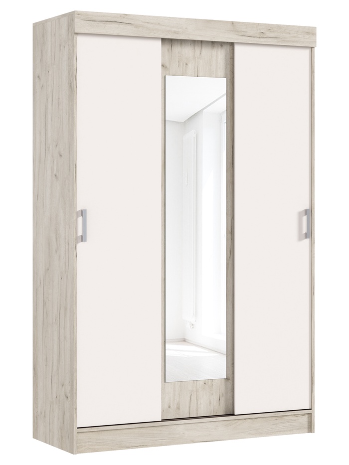 Шкаф – купе «Бася», с зеркалом, 1300×520×2016 мм, цвет кашемир/крафт серый - Фото 1