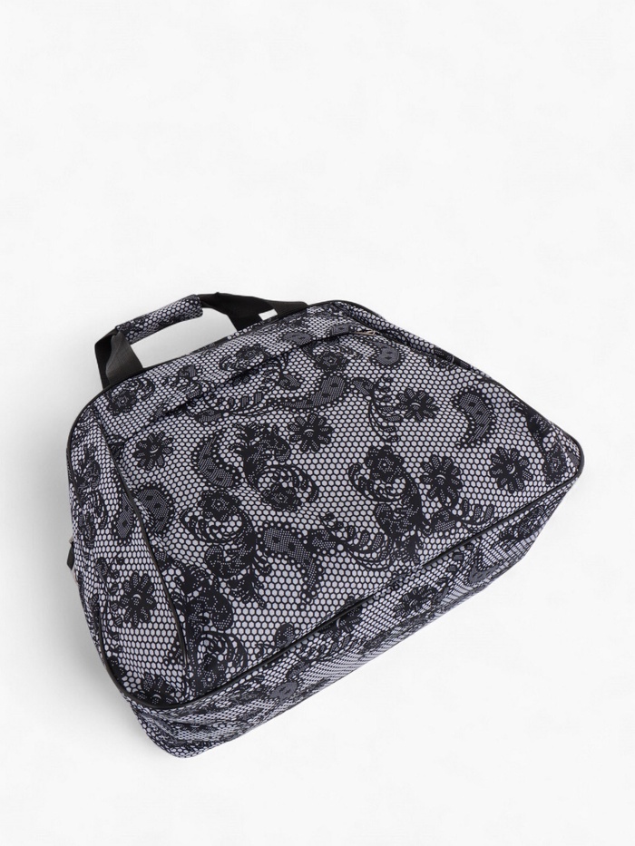 Сумка дорожная на молнии, 2 наружных кармана, длинный ремень, белый/чёрный