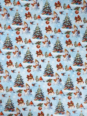 Бумага упаковочная новогодняя глянцевая «Снеговичок», 70?100 см (комплект 10 шт)