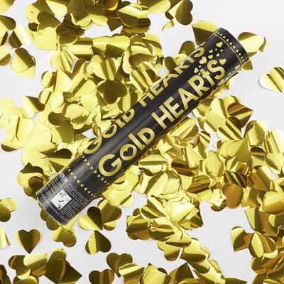 Хлопушка пневматическая «Сердца», золото, 30 см