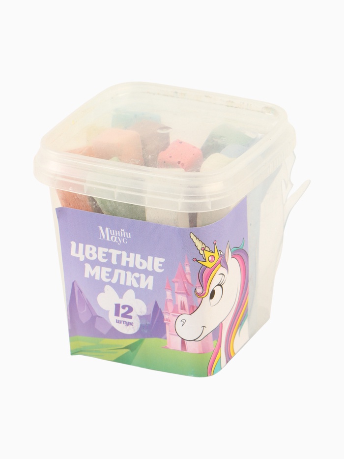 УЦЕНКА Набор цветных мелков Минни и Единорог, 12 штук, 10 цветов - Фото 1