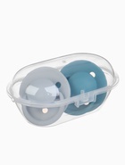 Соски-пустышки, от 6 мес., латекс, классические, в контейнере, набор из 2 шт., серый/серо-синий, M&B - Фото 2