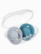 Соски-пустышки, от 6 мес., латекс, классические, в контейнере, набор из 2 шт., серый/серо-синий, M&B - Фото 3