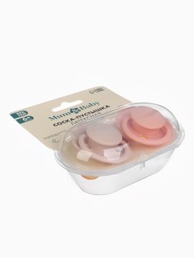 Соски-пустышки, от 6 мес., латекс, классические, в контейнере, набор из 2 шт., нюд/персиковый, M&B